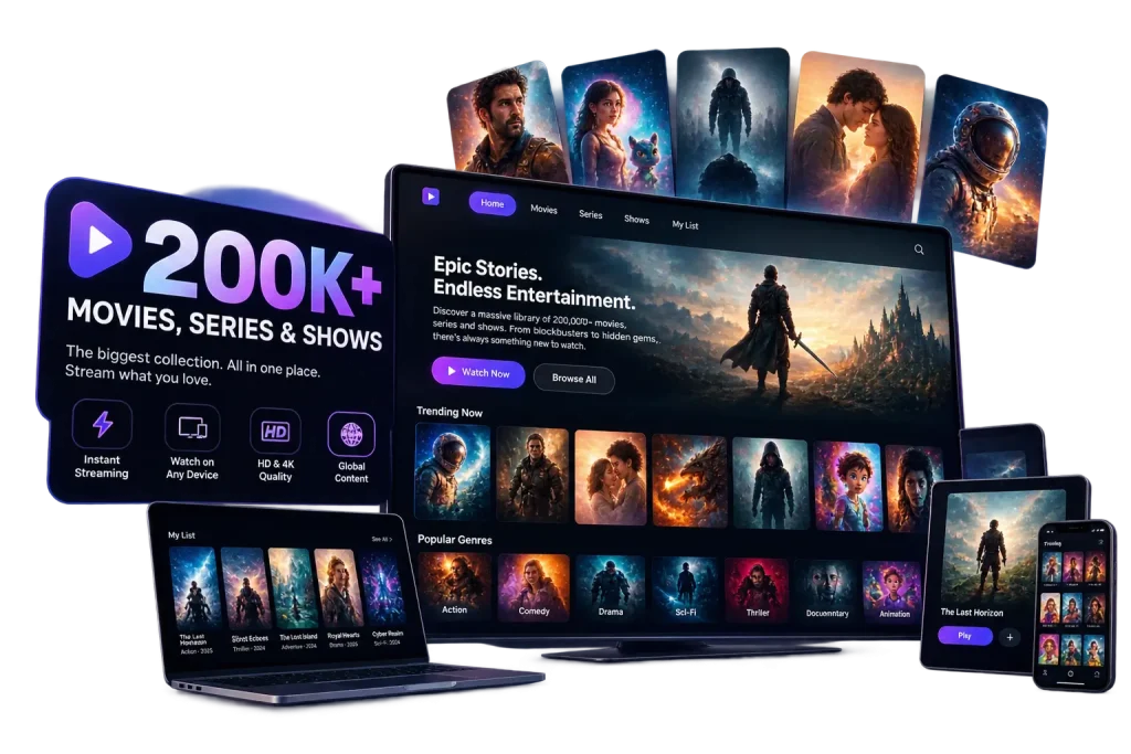 Nordic IPTV films, series and shows library on a TV, laptop, tablet and phone